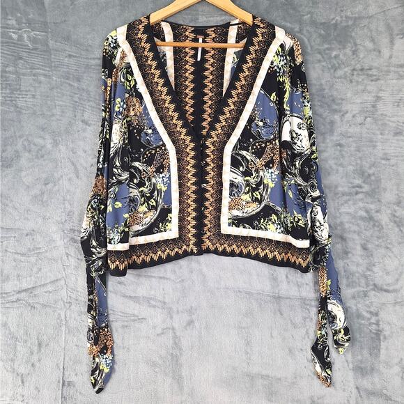 Free People Top Small Catch Me If You Can Boho‎ Chic Hippie Floral Folk Festival - Picture 1 of 8